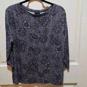 Floral Black and White Women's Top